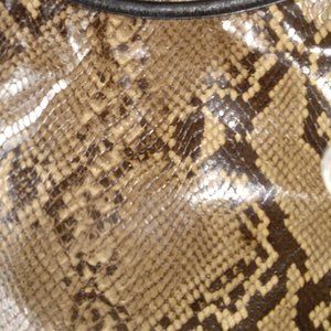 Ann Taylor LOFT small snakeskin print black brown handbag purse